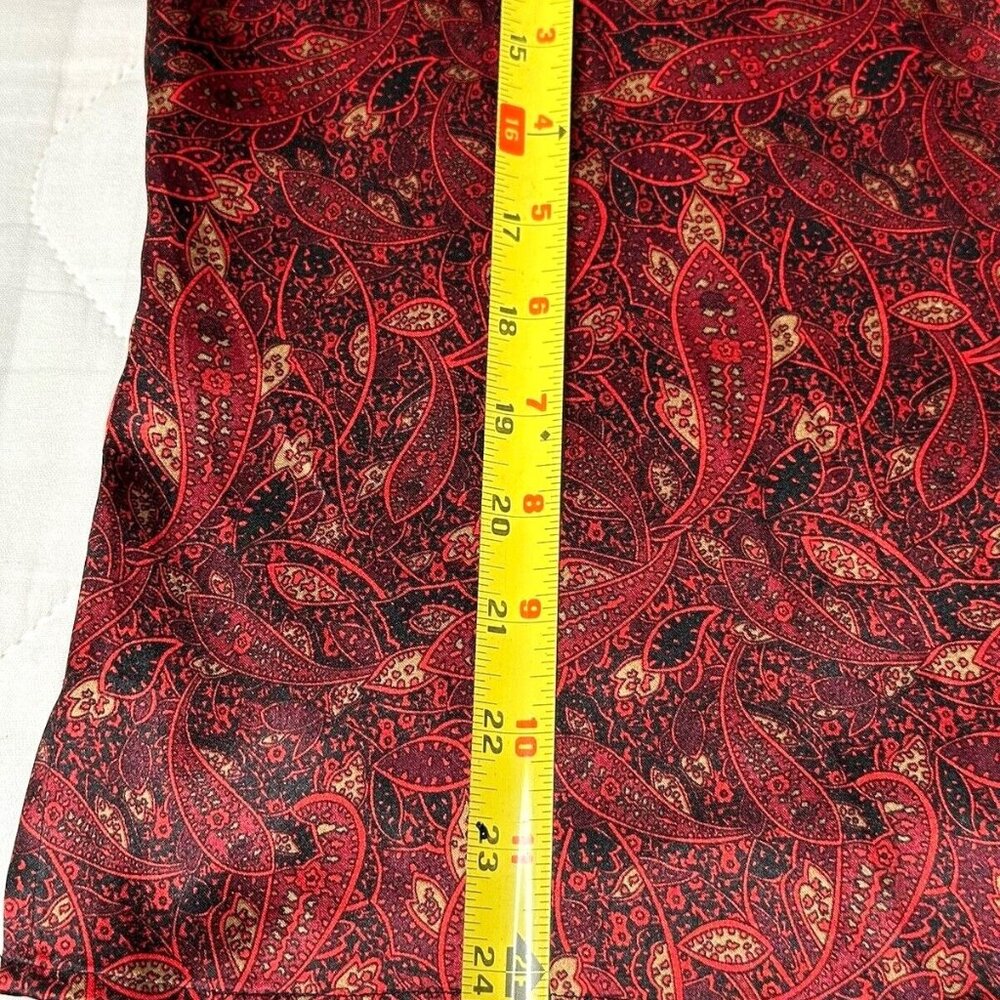 Notations Top Blouse Women Burgundy Paisley V Pleated Christmas Business Size 12 - Picture 9 of 11